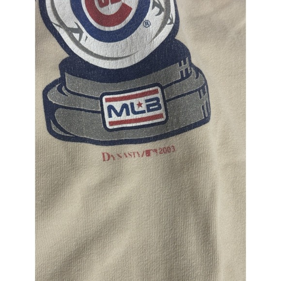 VTG 2003 Graphic Dynasty Chicago Cubs MLB 2XL Beige Long Sleeve Shirt Baseball - Picture 3 of 5